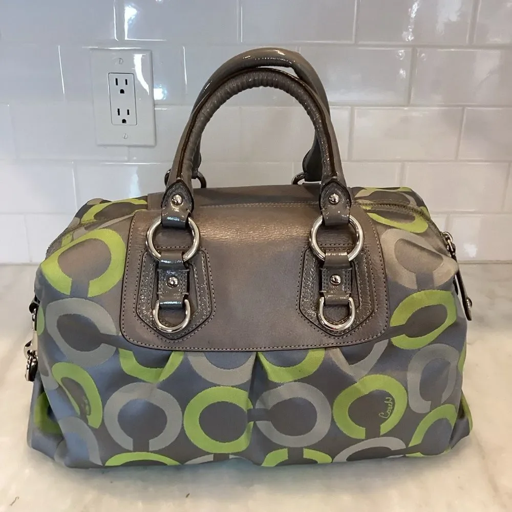 Coach Purse Handbag Y2K Pocketbook Madison Sabrina Op Art Signature Satchel Bag